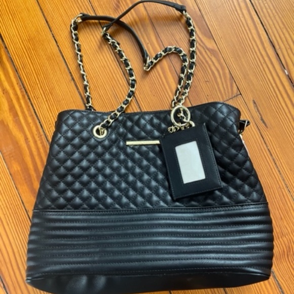 Steve Madden Handbags - Steve Madden Black BPATTIE Tote / Shoulder Bag with Gold Handles ~ NWT's